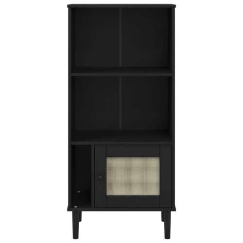 Regal za knjige SENJA izgled ratana crni 60x35x130 cm borovina - Crna 1 Cijena