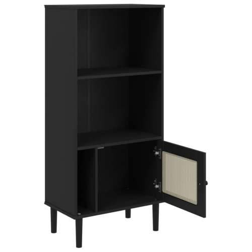 Regal za knjige SENJA izgled ratana crni 60x35x130 cm borovina - Crna 1 Cijena
