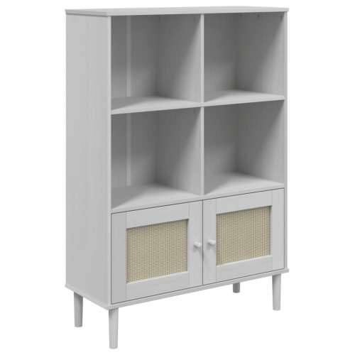 Regal za knjige SENJA izgled ratana bijeli 90x35x130cm borovina - Bijela 1 Cijena