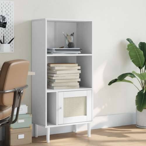 Regal za knjige SENJA izgled ratana bijeli 60x35x130cm borovina - Bijela 1 Cijena