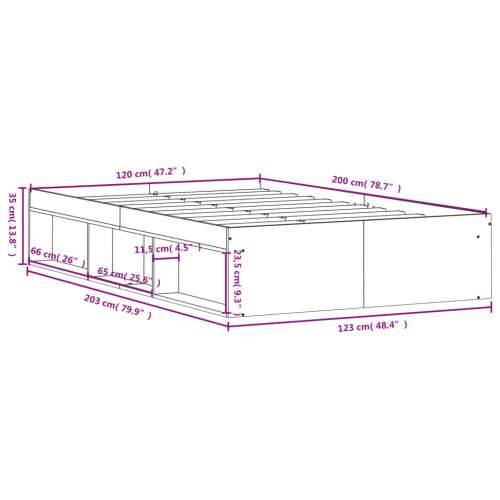 Okvir za krevet boja hrasta 120 x 200 cm - Sivi hrast sonoma 120 x 200 cm Cijena