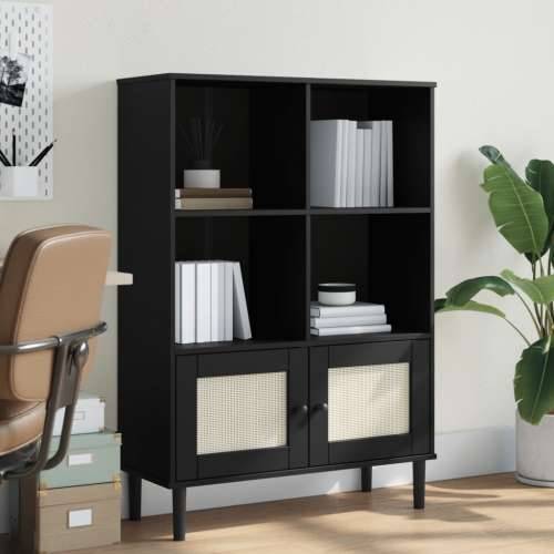 Regal za knjige SENJA izgled ratana crni 90x35x130 cm borovina - Crna 1 Cijena