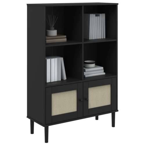 Regal za knjige SENJA izgled ratana crni 90x35x130 cm borovina - Crna 1 Cijena