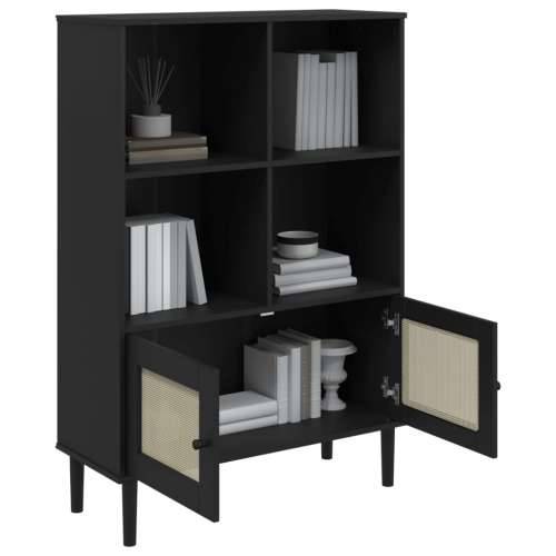 Regal za knjige SENJA izgled ratana crni 90x35x130 cm borovina - Crna 1 Cijena