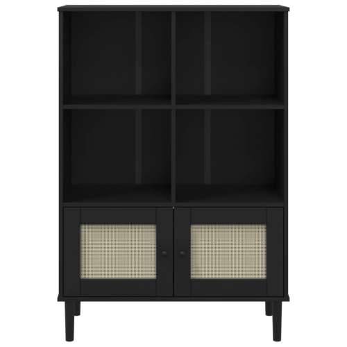 Regal za knjige SENJA izgled ratana crni 90x35x130 cm borovina - Crna 1 Cijena