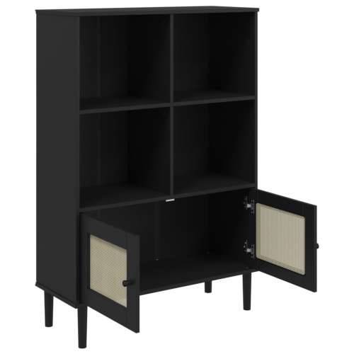 Regal za knjige SENJA izgled ratana crni 90x35x130 cm borovina - Crna 1 Cijena