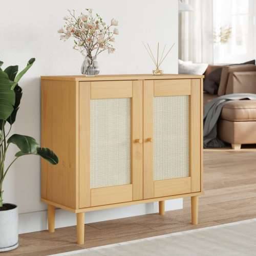 Komoda SENJA smeđa izgled ratana 80x35x80 cm masivna borovina - Smeđa 1 Cijena