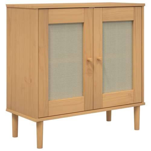 Komoda SENJA smeđa izgled ratana 80x35x80 cm masivna borovina - Smeđa 1 Cijena