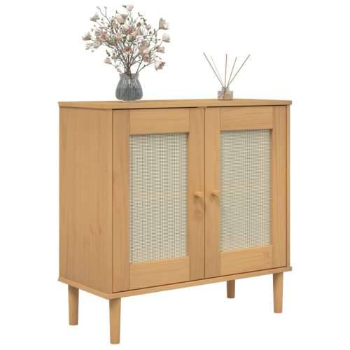 Komoda SENJA smeđa izgled ratana 80x35x80 cm masivna borovina - Smeđa 1 Cijena
