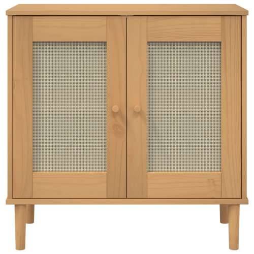 Komoda SENJA smeđa izgled ratana 80x35x80 cm masivna borovina - Smeđa 1 Cijena