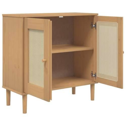 Komoda SENJA smeđa izgled ratana 80x35x80 cm masivna borovina - Smeđa 1 Cijena