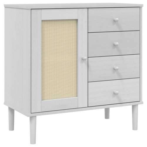 Komoda SENJA bijela izgled ratana 80x40x80 cm masivna borovina - Bijela 1 Cijena