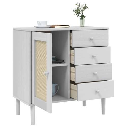 Komoda SENJA bijela izgled ratana 80x40x80 cm masivna borovina - Bijela 1 Cijena