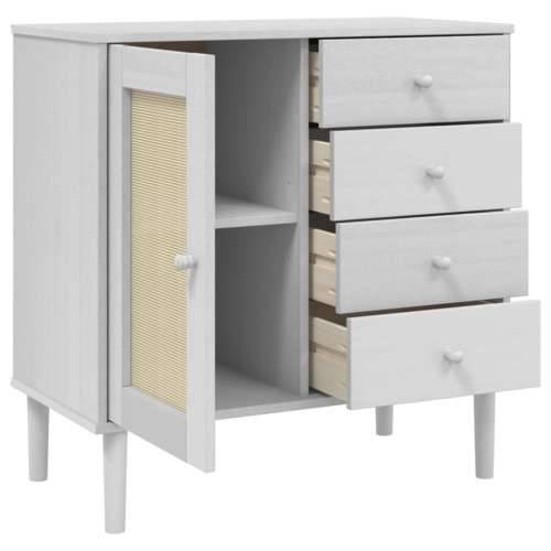 Komoda SENJA bijela izgled ratana 80x40x80 cm masivna borovina - Bijela 1 Cijena