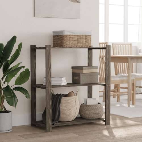 Stalak za pohranu 3 razina sivi 80x38x90 cm masivna borovina - Siva 80 x 38 x 90 cm 1 Cijena