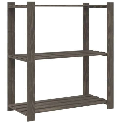 Stalak za pohranu 3 razina sivi 80x38x90 cm masivna borovina - Siva 80 x 38 x 90 cm 1 Cijena
