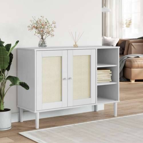 Komoda SENJA bijela izgled ratana 112x40x80 cm masivna borovina - Bijela 1 Cijena