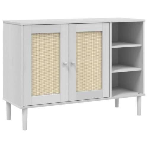 Komoda SENJA bijela izgled ratana 112x40x80 cm masivna borovina - Bijela 1 Cijena