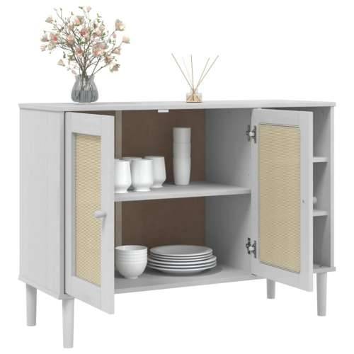 Komoda SENJA bijela izgled ratana 112x40x80 cm masivna borovina - Bijela 1 Cijena