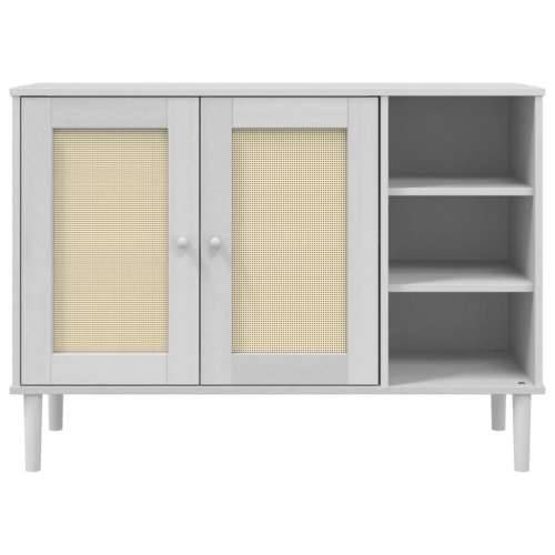 Komoda SENJA bijela izgled ratana 112x40x80 cm masivna borovina - Bijela 1 Cijena