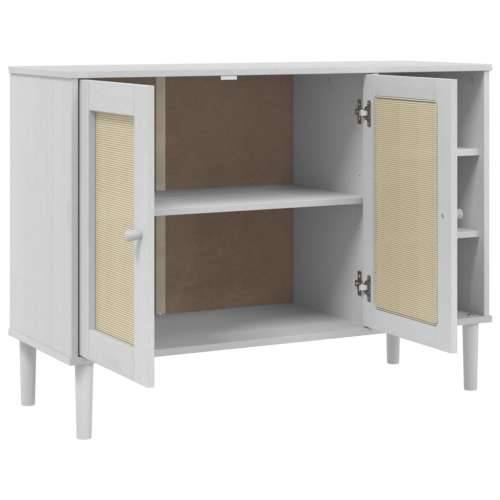 Komoda SENJA bijela izgled ratana 112x40x80 cm masivna borovina - Bijela 1 Cijena