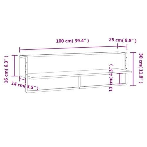 Zidna polica s prečkom boja hrasta sonome 100x25x30 cm - Sivi hrast sonoma 100 x 25 x 30 cm 1 Cijena