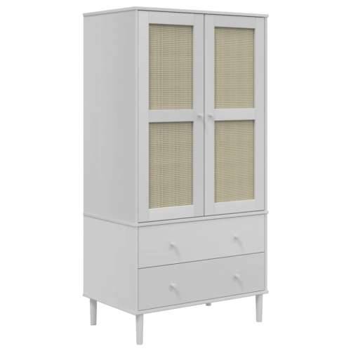 Komoda SENJA bijela izgled ratana 90x55x175 cm masivna borovina - Bijela 1 Cijena
