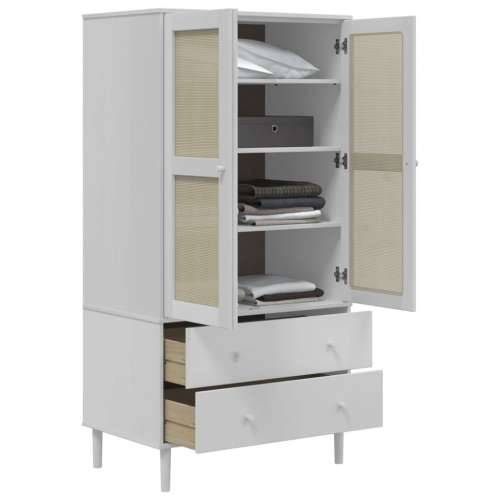 Komoda SENJA bijela izgled ratana 90x55x175 cm masivna borovina - Bijela 1 Cijena