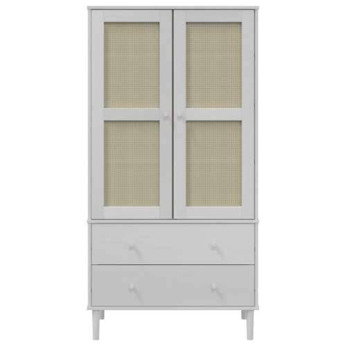 Komoda SENJA bijela izgled ratana 90x55x175 cm masivna borovina - Bijela 1 Cijena