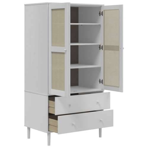 Komoda SENJA bijela izgled ratana 90x55x175 cm masivna borovina - Bijela 1 Cijena
