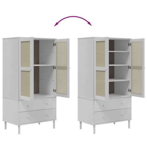Komoda SENJA bijela izgled ratana 90x55x175 cm masivna borovina - Bijela 1 Cijena