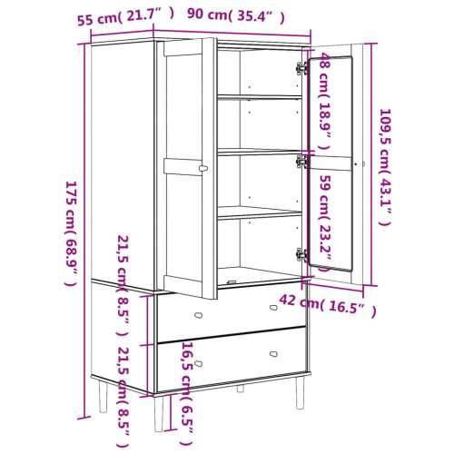 Komoda SENJA bijela izgled ratana 90x55x175 cm masivna borovina - Bijela 1 Cijena
