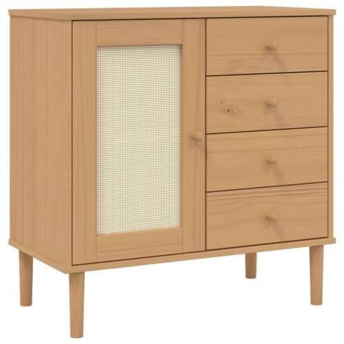 Komoda SENJA smeđa izgled ratana 80x40x80cm masivna borovina - Smeđa 1 Cijena