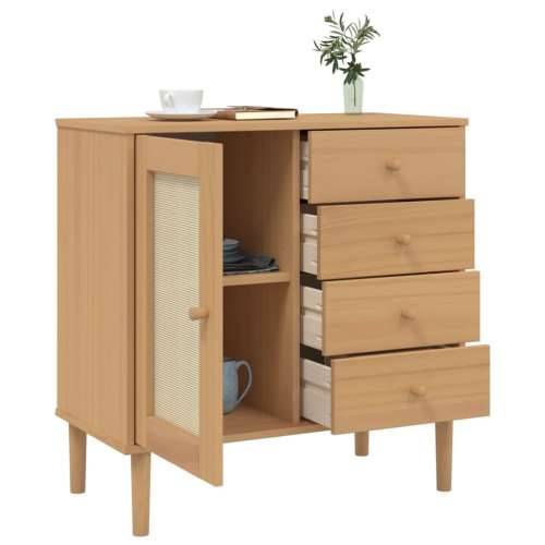 Komoda SENJA smeđa izgled ratana 80x40x80cm masivna borovina - Smeđa 1 Cijena