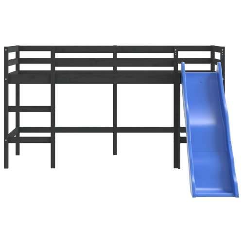 Dječji krevet na kat s toboganom crni 80x200cm masivna borovina - Crna 80 x 200 cm Cijena