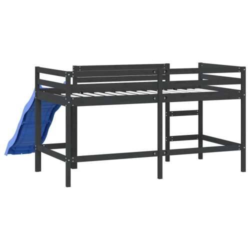 Dječji krevet na kat s toboganom crni 80x200cm masivna borovina - Crna 80 x 200 cm Cijena