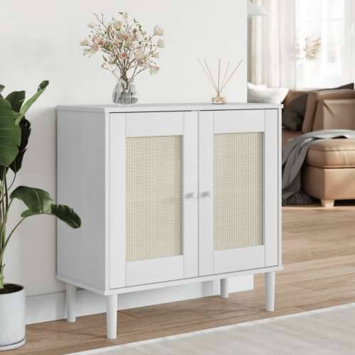 Komoda SENJA bijela izgled ratana 80x35x80 cm masivna borovina - Bijela 1 Cijena