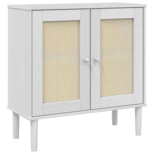Komoda SENJA bijela izgled ratana 80x35x80 cm masivna borovina - Bijela 1 Cijena