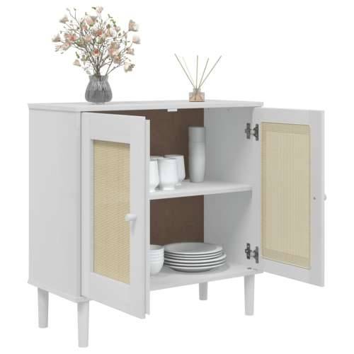 Komoda SENJA bijela izgled ratana 80x35x80 cm masivna borovina - Bijela 1 Cijena