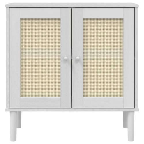 Komoda SENJA bijela izgled ratana 80x35x80 cm masivna borovina - Bijela 1 Cijena