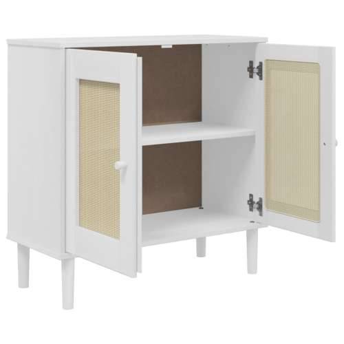 Komoda SENJA bijela izgled ratana 80x35x80 cm masivna borovina - Bijela 1 Cijena