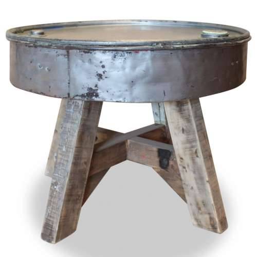 Stolić za kavu od masivnog obnovljenog drva 60x45 cm srebrni Cijena