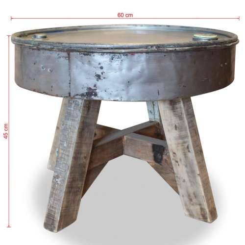 Stolić za kavu od masivnog obnovljenog drva 60x45 cm srebrni Cijena