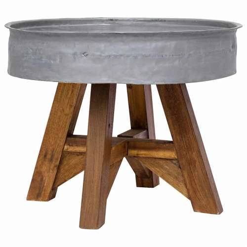 Stolić za kavu od miješanog recikliranog drva 60x45 cm srebrni - Srebrno 1 Cijena