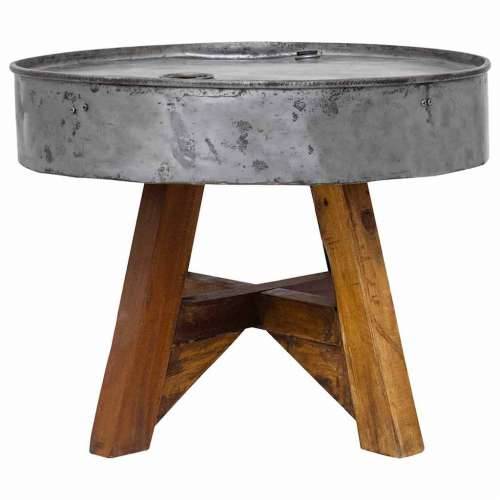 Stolić za kavu od miješanog recikliranog drva 60x45 cm srebrni - Srebrno 1 Cijena