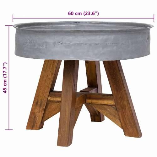 Stolić za kavu od miješanog recikliranog drva 60x45 cm srebrni - Srebrno 1 Cijena