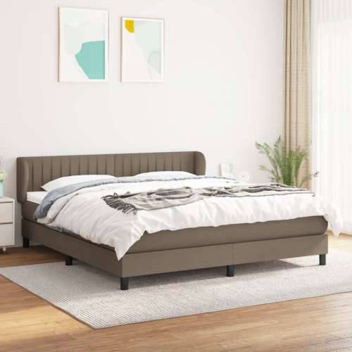 Krevet s oprugama i madracem smeđesivi 160x200 cm tkanina - Sivo-smeđa 160 x 200 cm Okomite pruge Cijena
