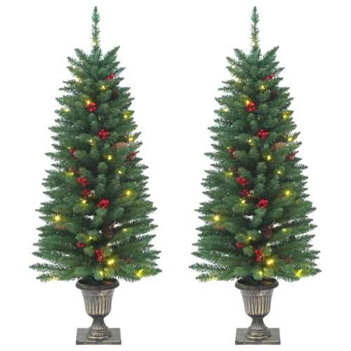 Umjetna božićna drvca 2 kom 100 LED žarulja zeleno 120 cm - Zelena 1 Cijena