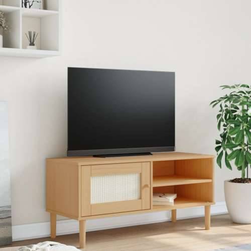 TV ormarić SENJA izgled ratana smeđi 106x40x49 cm od borovine - Smeđa 1 Cijena