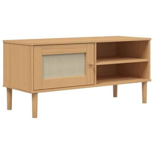 TV ormarić SENJA izgled ratana smeđi 106x40x49 cm od borovine - Smeđa 1 Cijena